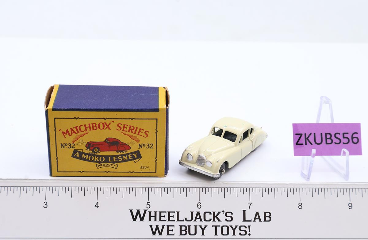 Jaguar XK140 Coupe No. 32 MOKO Lesney Matchbox 1957 CREAM Vtg England w/ Box