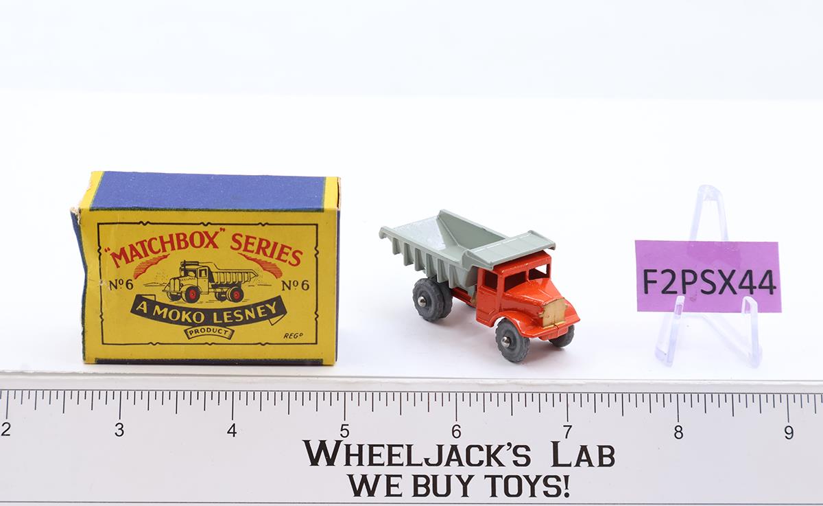Quarry Truck No. 6 MOKO Lesney Matchbox 1956 ORANGE GRAY Vintage England w/ Box