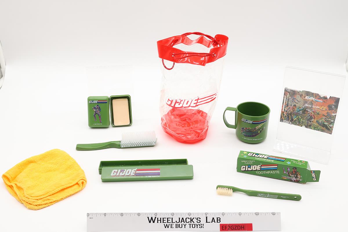 GI Joe Locker Bag W/ Travel Kit 1986 Hasbro Cup Soap Toothbrush Brush and More