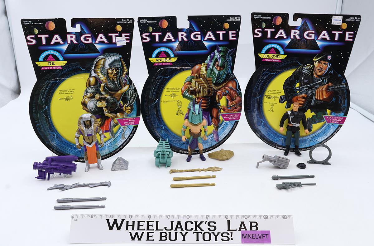 Lot of 3 Anubis, Ra, Col. O'Neil W/Card & Access. Stargate Hasbro 1994 Figures