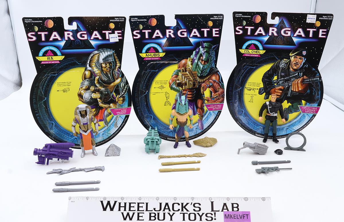 Lot of 3 Anubis, Ra, Col. O'Neil W/Card & Access. Stargate Hasbro 1994 Figures