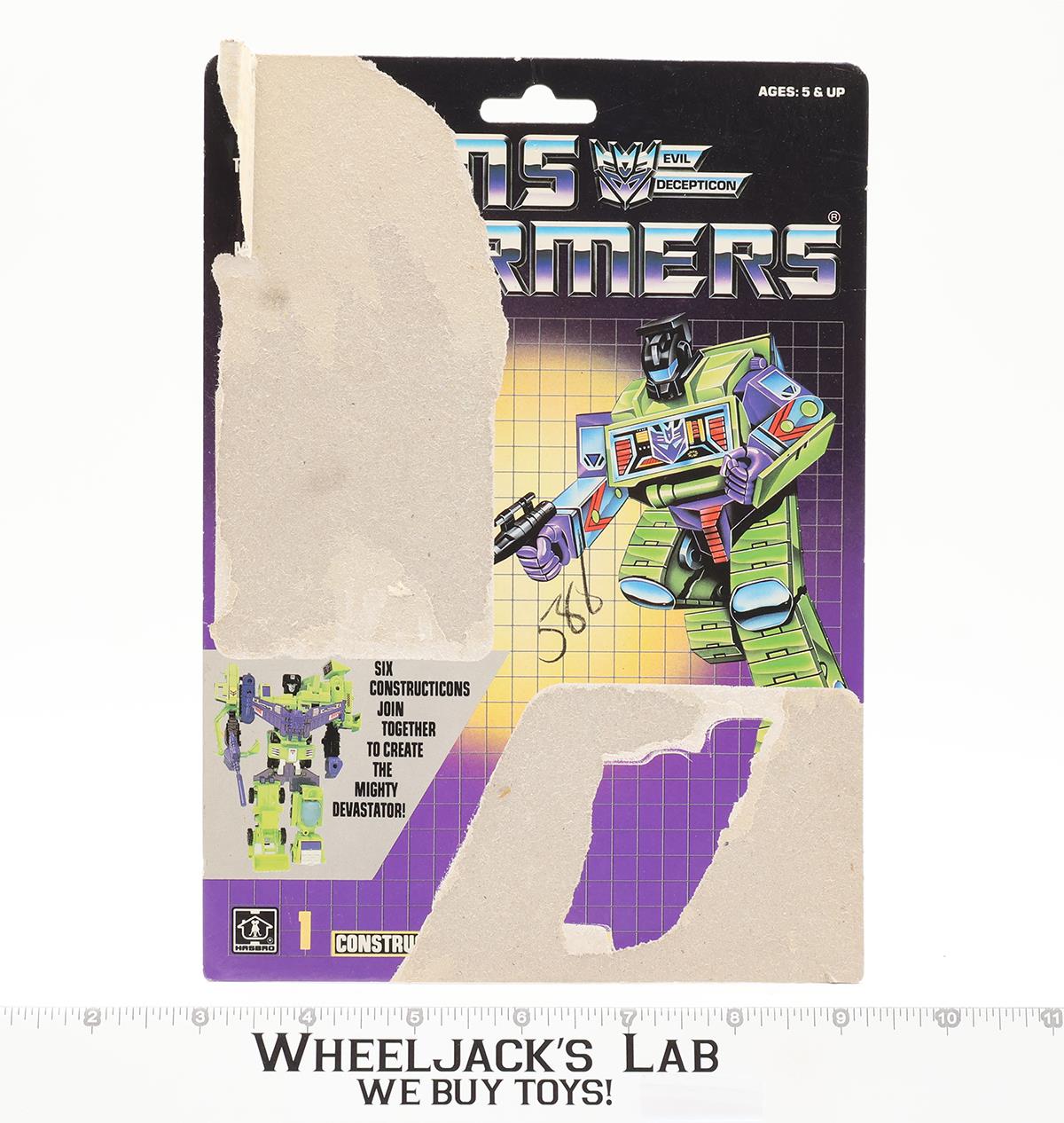 Bonecrusher Devastator Cardback Vintage 1985 G1 Transformers Action Figure