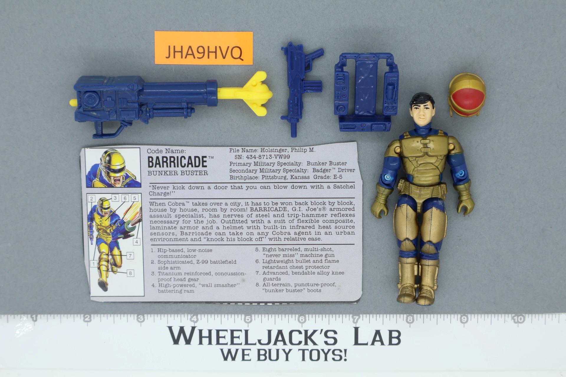 Barricade V1 100% Complete 1992 G.I. Joe Hasbro Vintage Action Figure