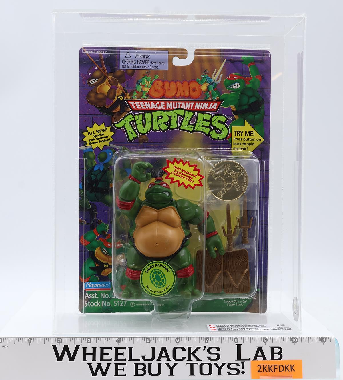 Sumo Raphael w/ Coin CAS GRADED 75 80/75/85 TMNT 1995 Playmates NEW SEALED