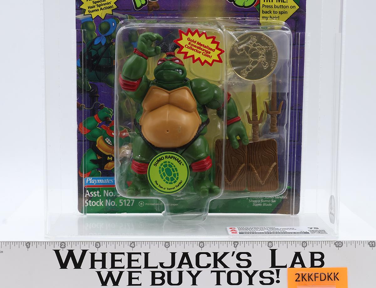 Sumo Raphael w/ Coin CAS GRADED 75 80/75/85 TMNT 1995 Playmates NEW SEALED