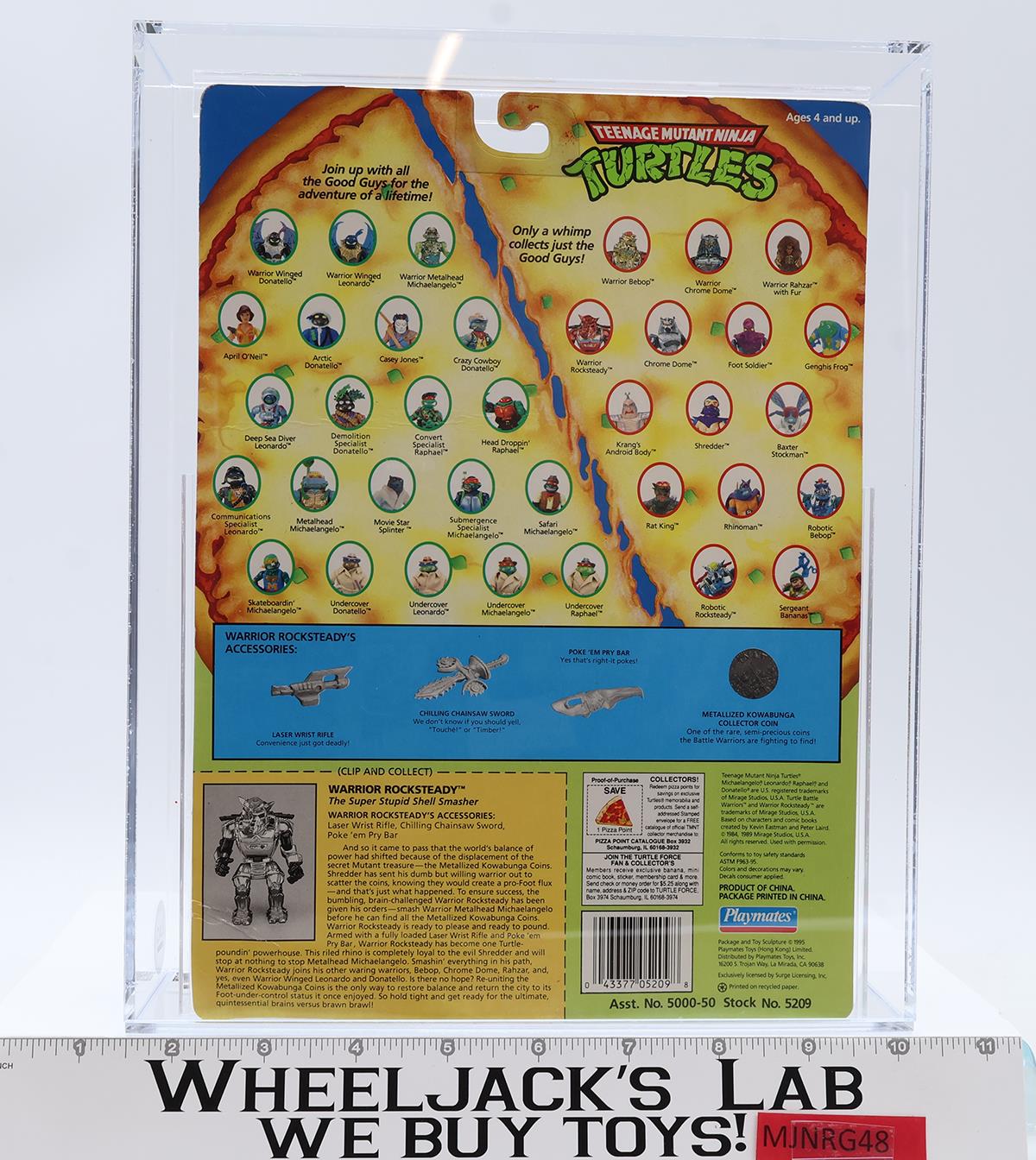 Warrior Rocksteady CAS GRADED 65 75/80/60 TMNT 1995 Playmates Figure NEW SEALED