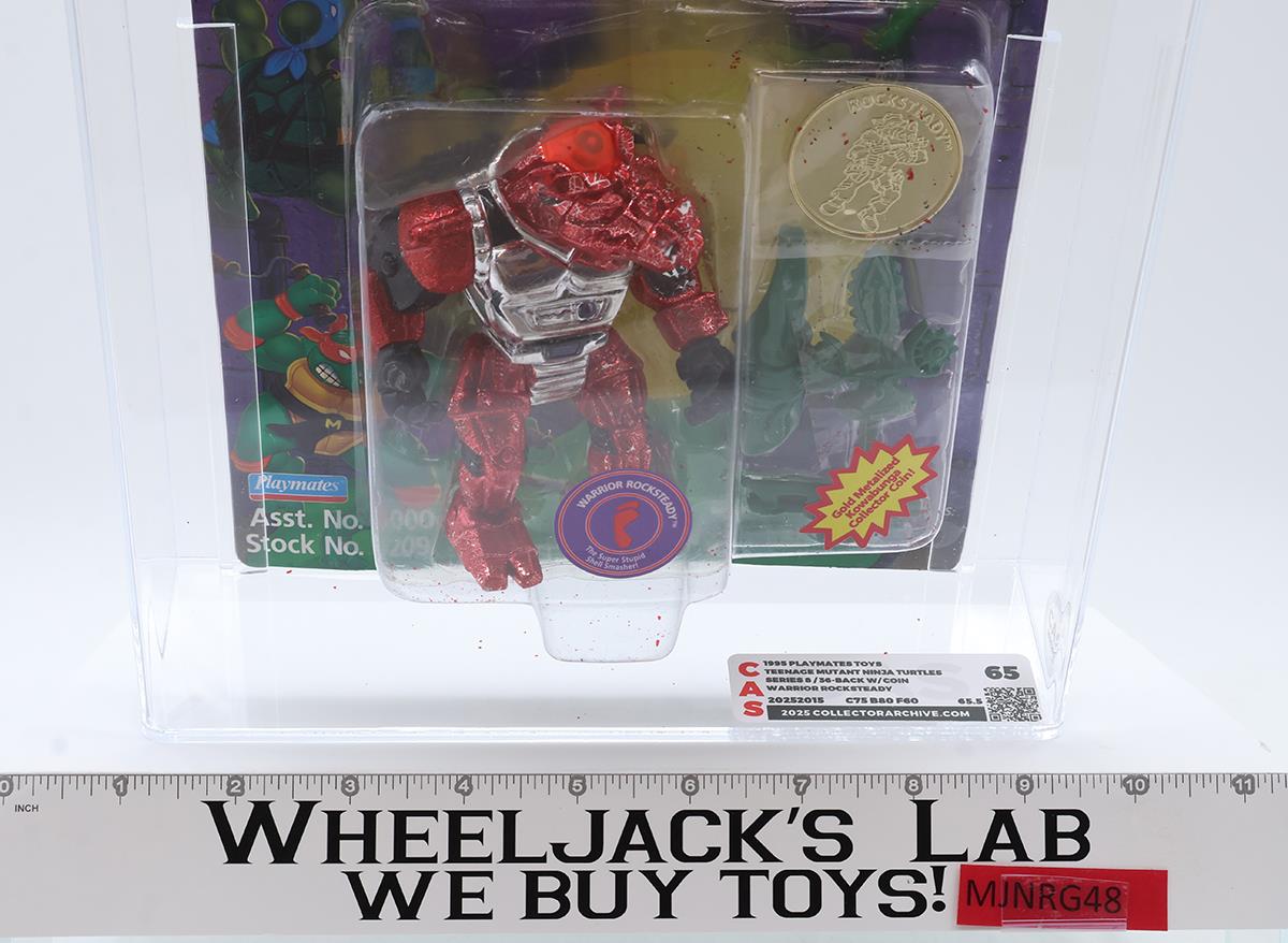 Warrior Rocksteady CAS GRADED 65 75/80/60 TMNT 1995 Playmates Figure NEW SEALED