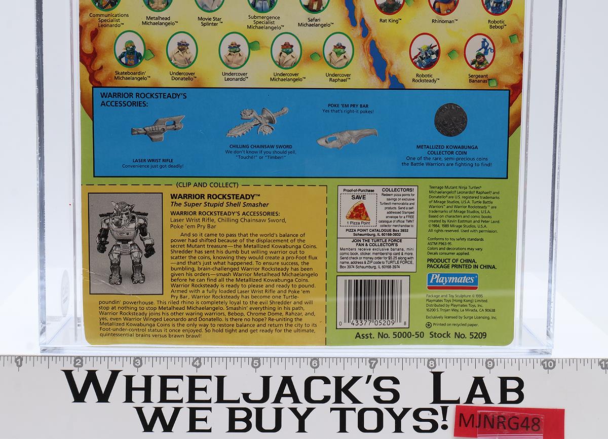 Warrior Rocksteady CAS GRADED 65 75/80/60 TMNT 1995 Playmates Figure NEW SEALED