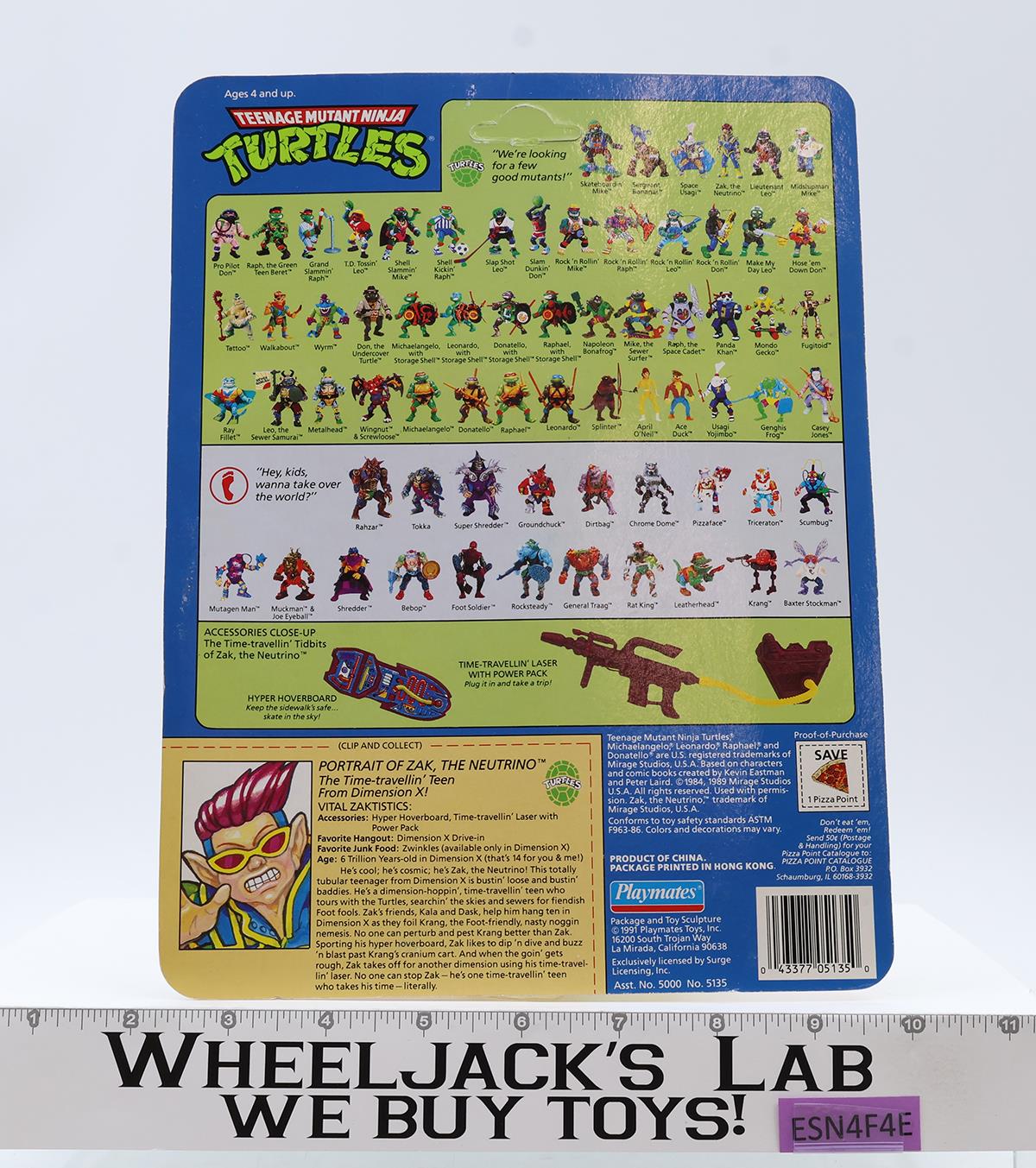 Zak The Neutrino Teenage Mutant Ninja Turtle 1991 Playmates MOSC UNPUNCHED NEW