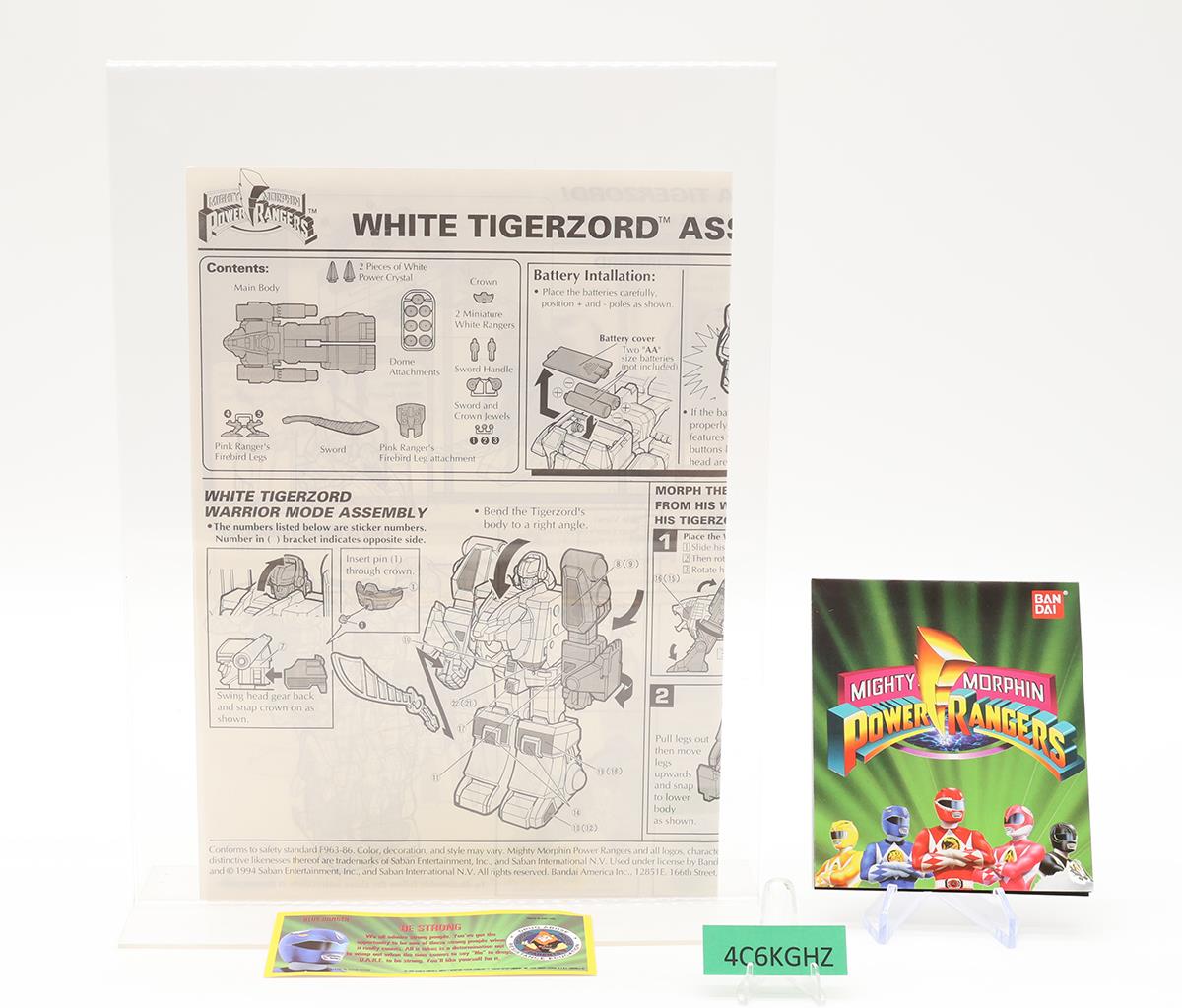 White Tigerzord 100% Complete W/ Box Power Rangers 1994 Bandai Action Figure