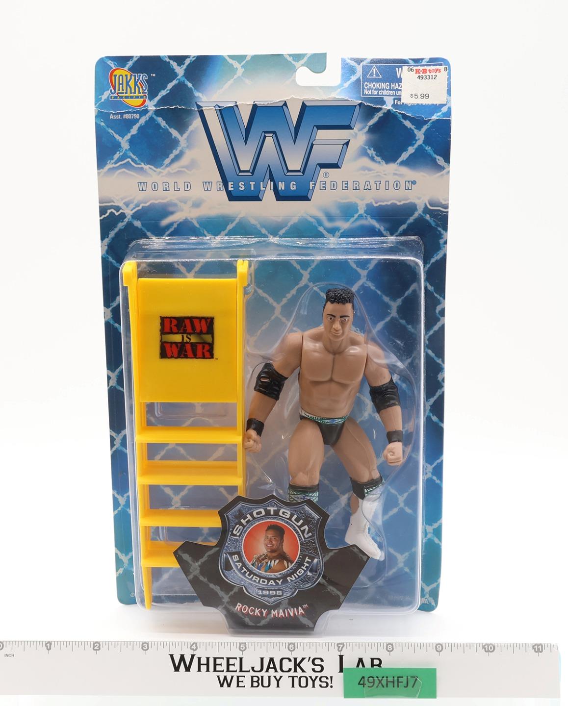 Rocky Maivia WWF Shotgun Saturday Night 1998 JAKKS Action Figure NEW MOSC SEALED