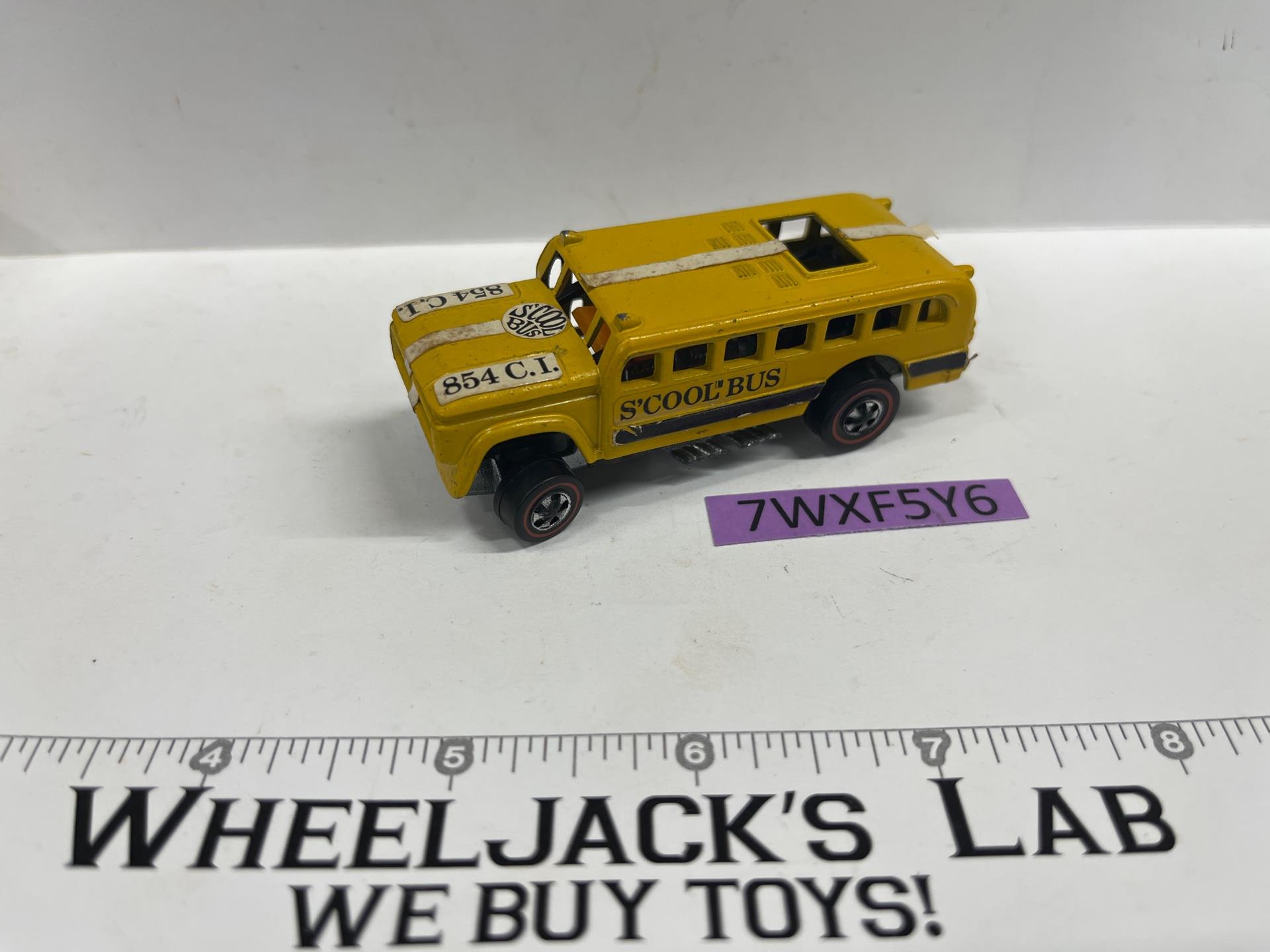 S'Cool Bus Yellow Enamel 1970 1971 Hot Wheels Redline Heavyweights Mattel Vtg