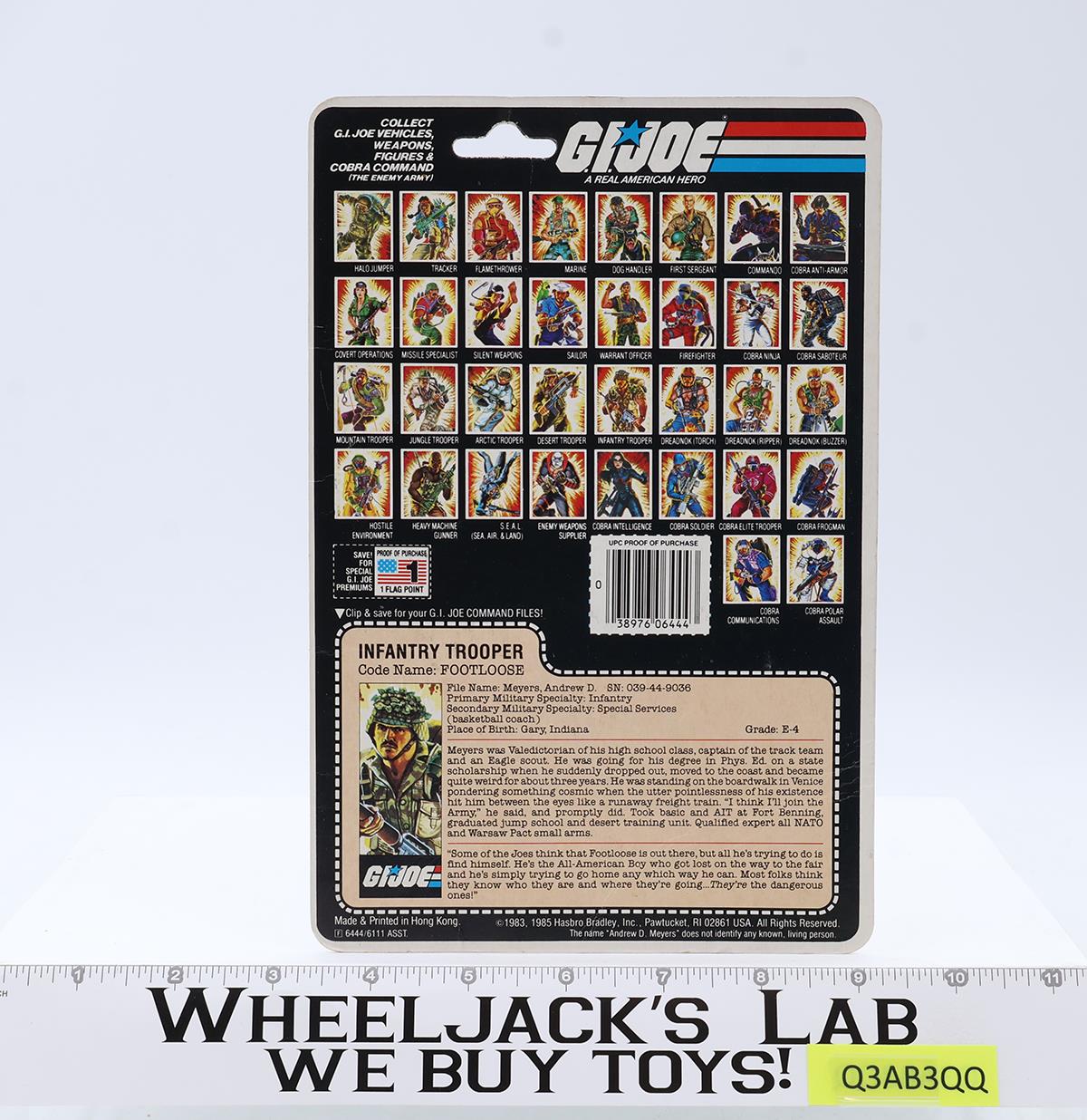 Footloose V1 100% Complete 34 Cardback 1985 G.I. Joe Hasbro Vintage Figure