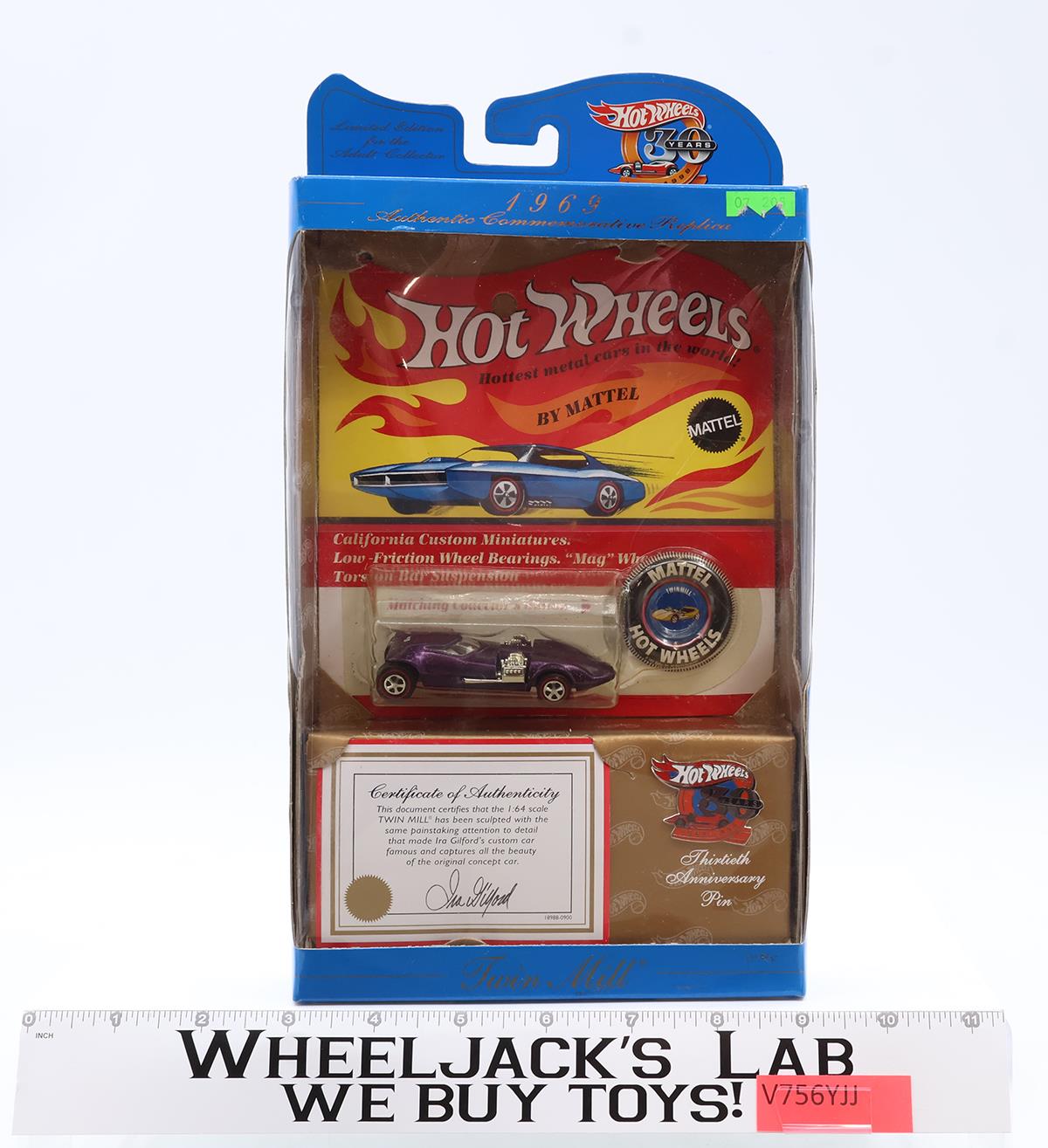 Twin Mill PURPLE 1997 Hot Wheels Redline Mattel w/ Button & 30th Anniv Pin MISB