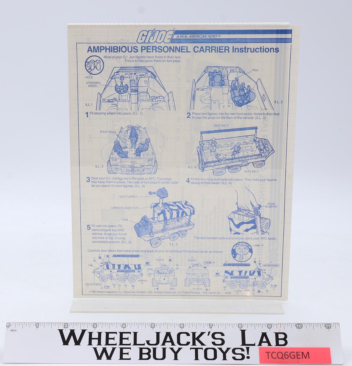 A.P.C. APC Amphibious Personnel Carrier 100% Complete GI Joe 1983 Hasbro Vehicle