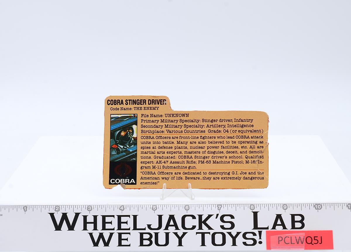 Cobra Stinger W/ Driver GI Joe Hasbro 1984 Vintage Action Figure Vehicle