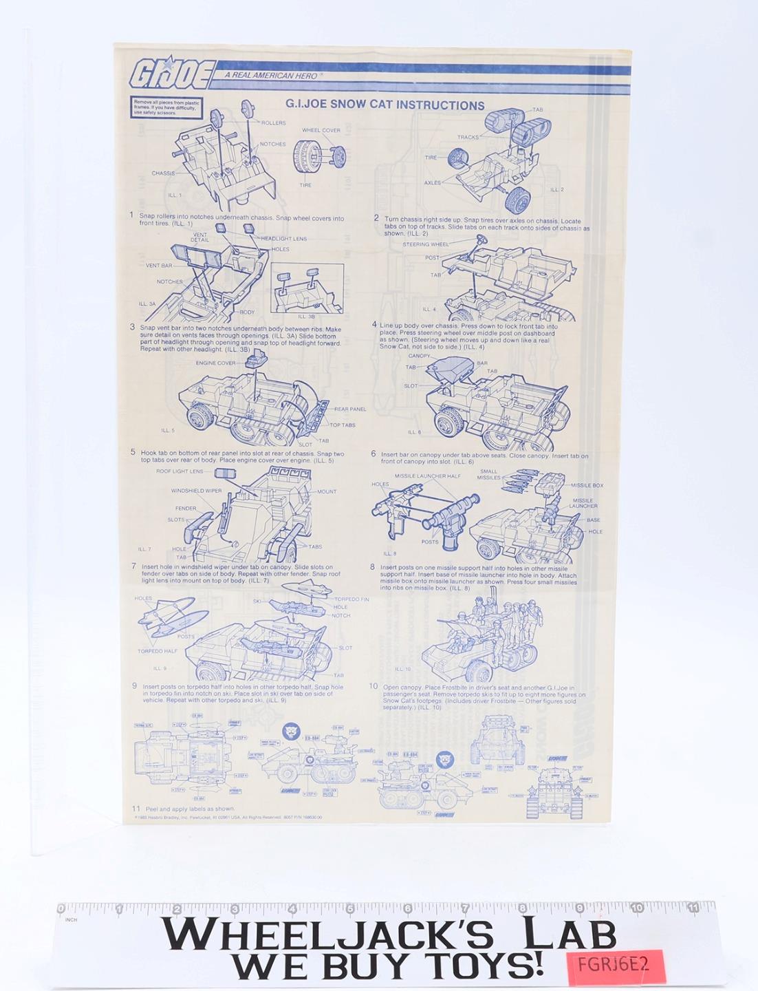 Snow Cat 100% Complete W/ Frostbite GI Joe 1985 Hasbro Action Figure Vehicle