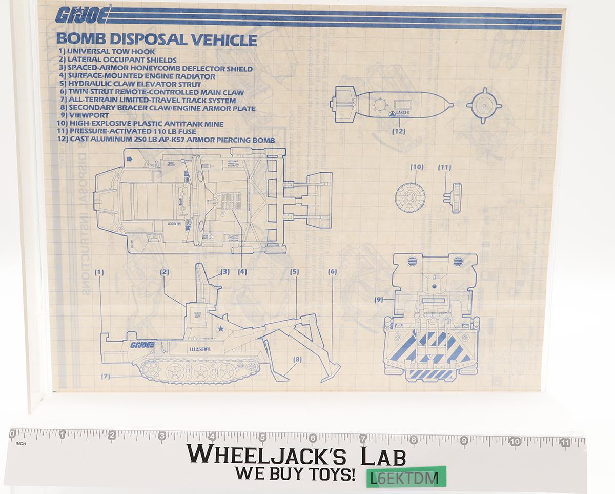 Bomb Disposal 100% Complete GI Joe 1985 Hasbro Action Figure Vehicle