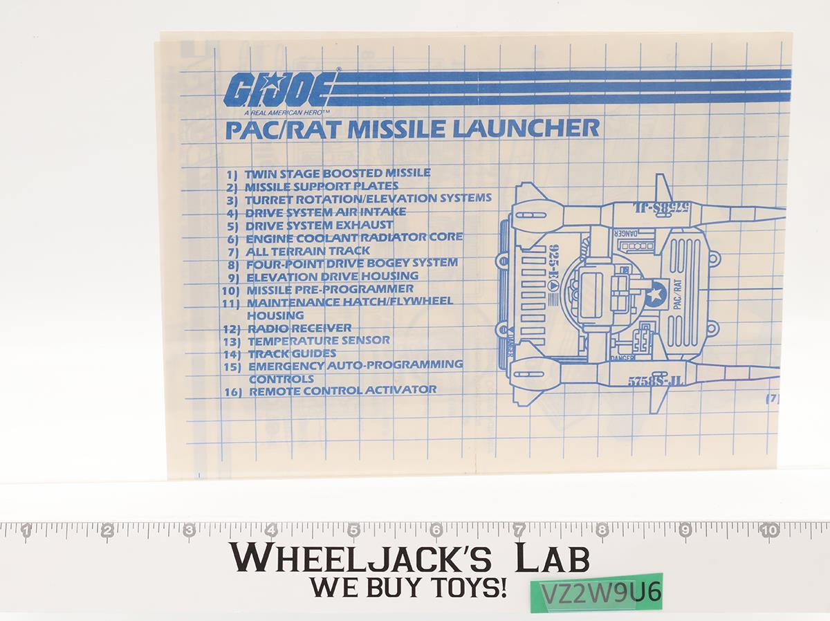 Missile Launcher PAC/RAT 100% Complete GI Joe Hasbro 1983 Vintage Vehicle