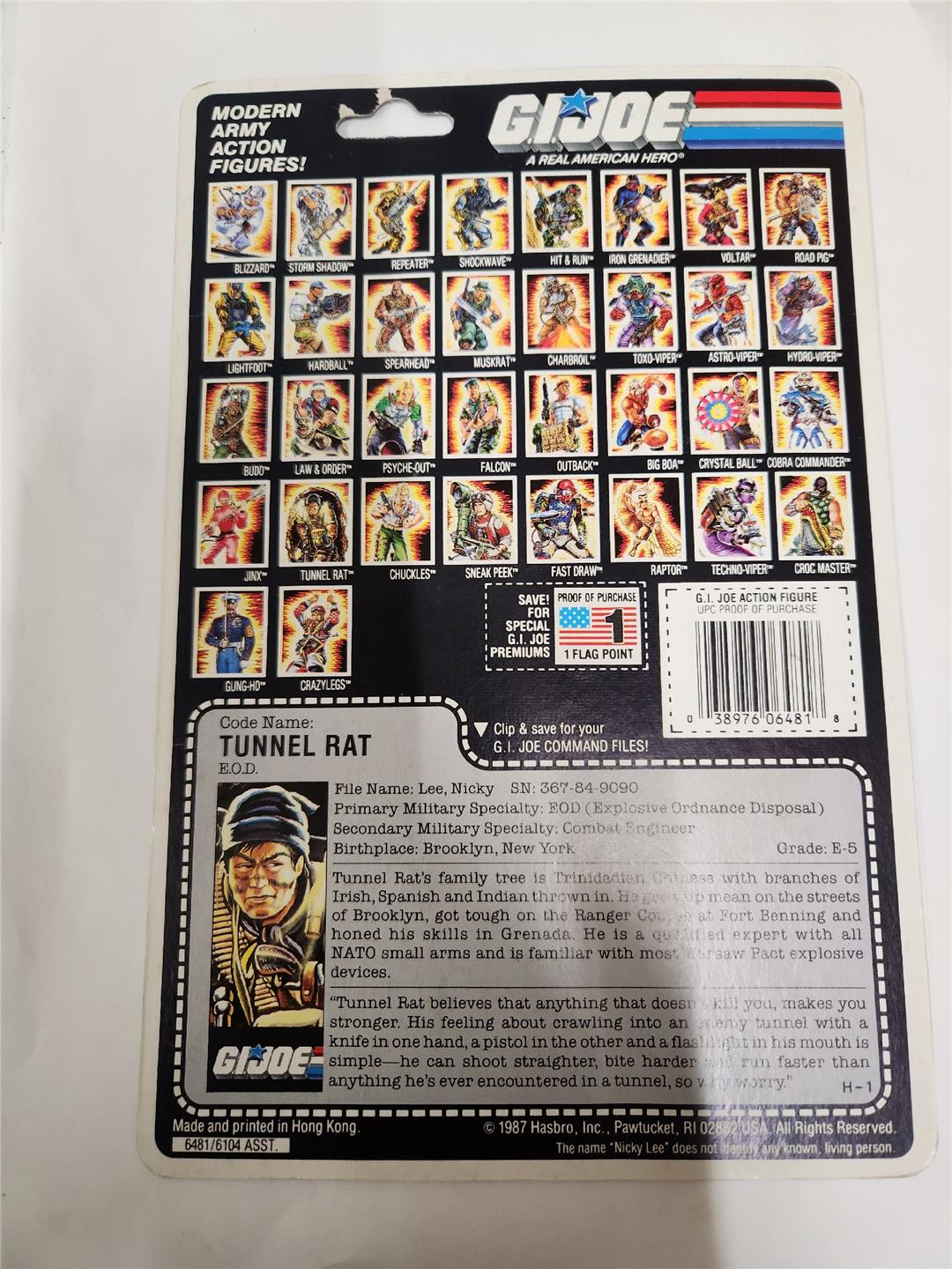 Tunnel Rat V1 100% Complete 34 Cardback G.I. Joe 1987 Hasbro Vintage Figure