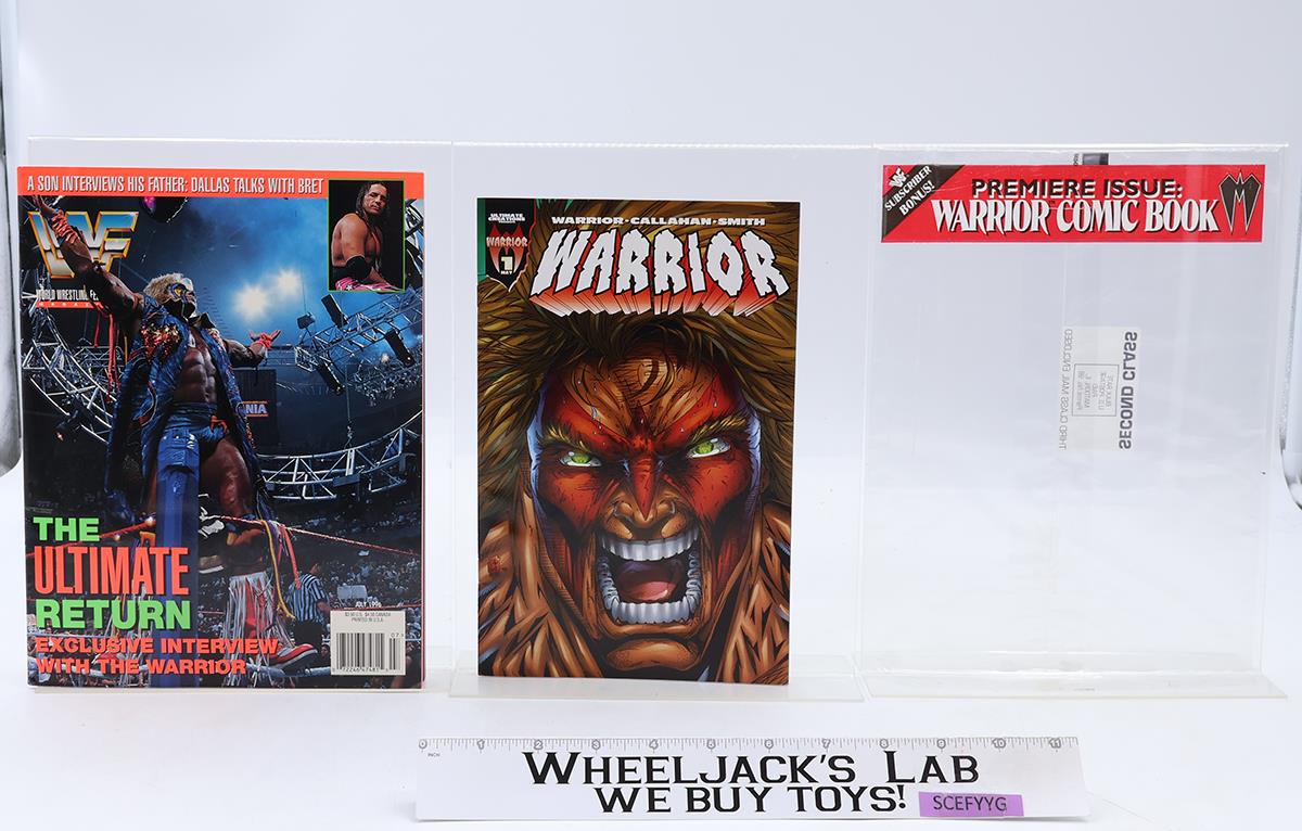 WWF Magazine July 1996 w/ Poster & Trading Cards Plus Premiere Issue Comic VGC