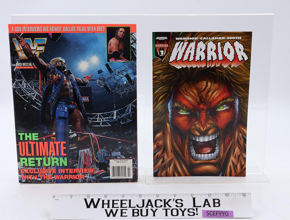 WWF Magazine July 1996 w/ Poster & Trading Cards Plus Premiere Issue Comic VGC