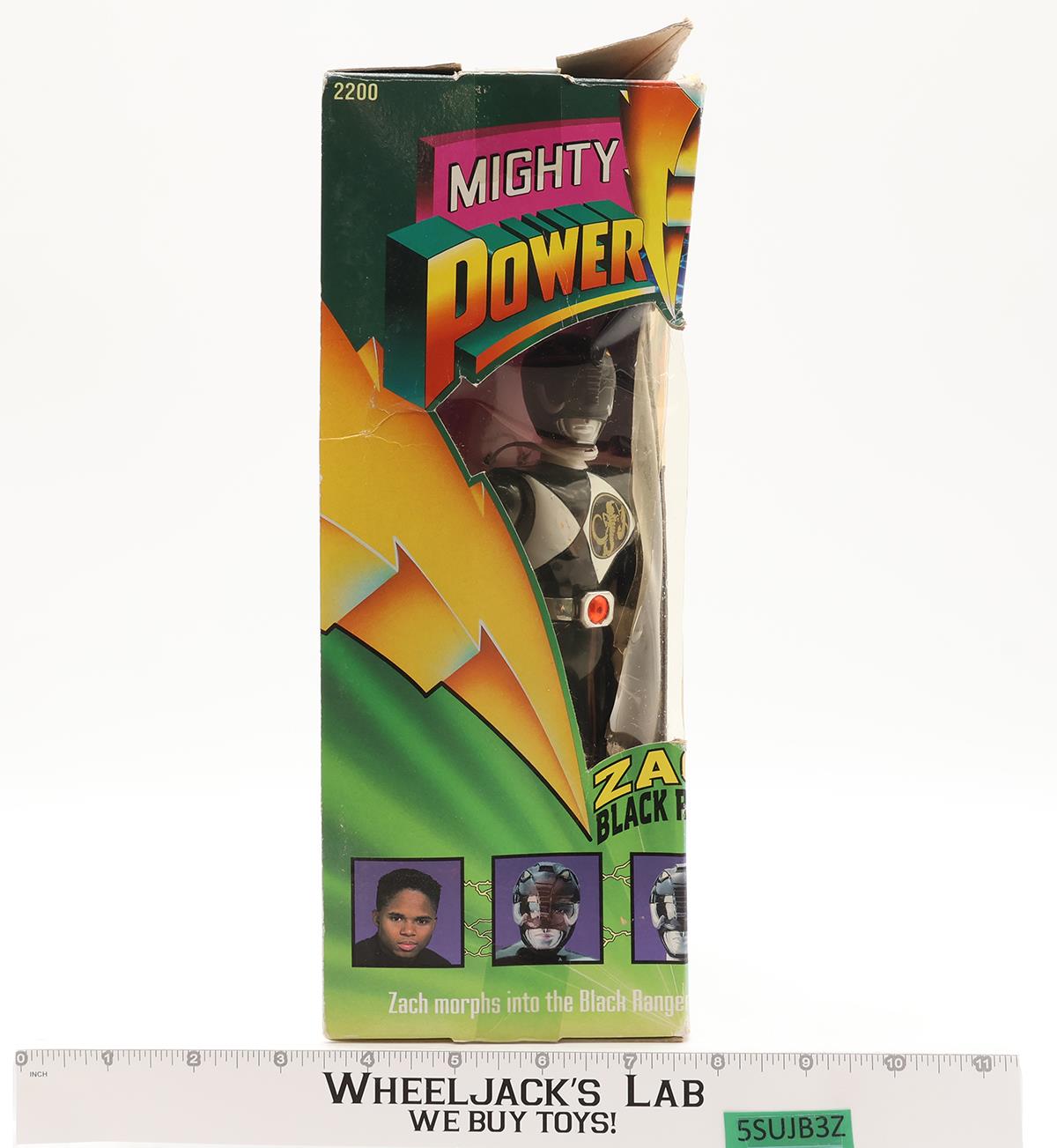 Zach Black Ranger Complete Mighty Morphin Power Rangers 1993 Bandai 8" Figure