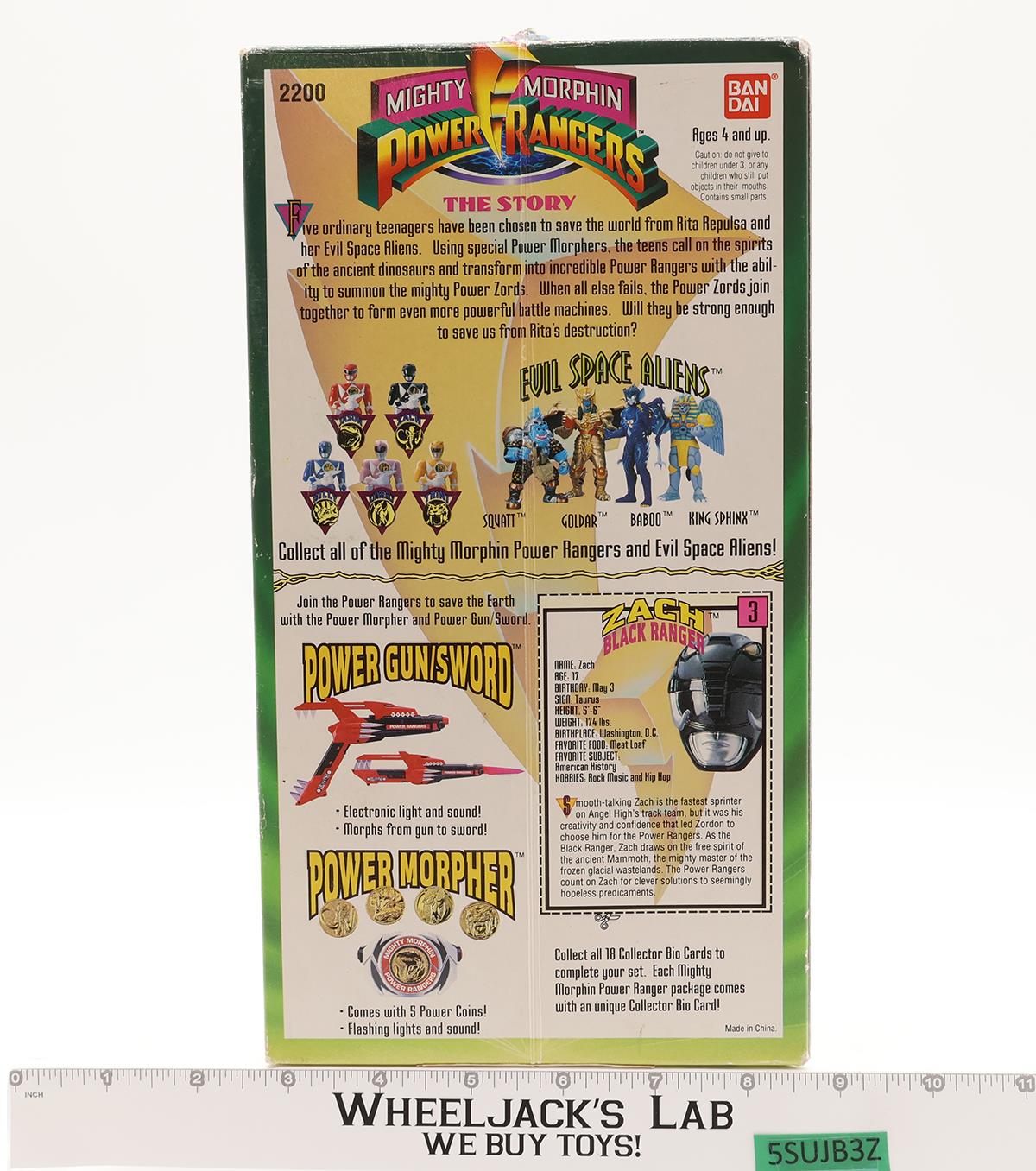 Zach Black Ranger Complete Mighty Morphin Power Rangers 1993 Bandai 8" Figure