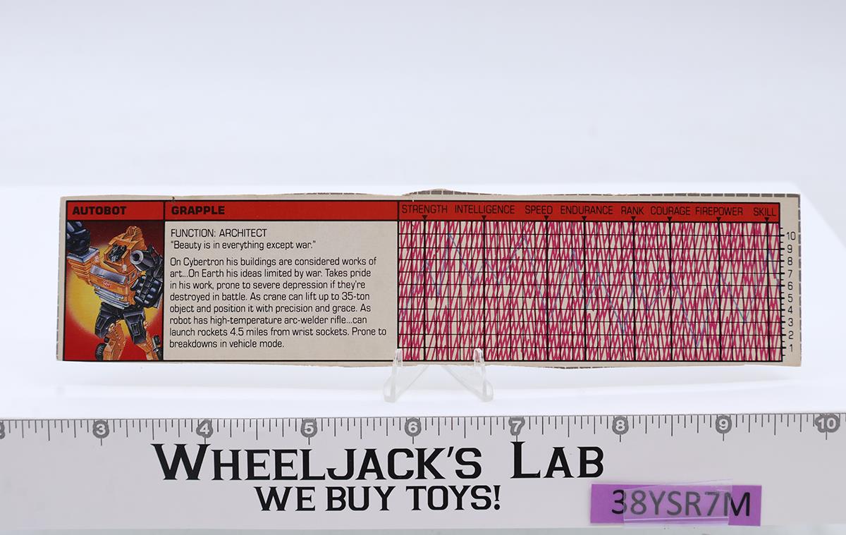 Grapple 100% Complete 1985 Vintage G1 Hasbro Transformers Action Figure