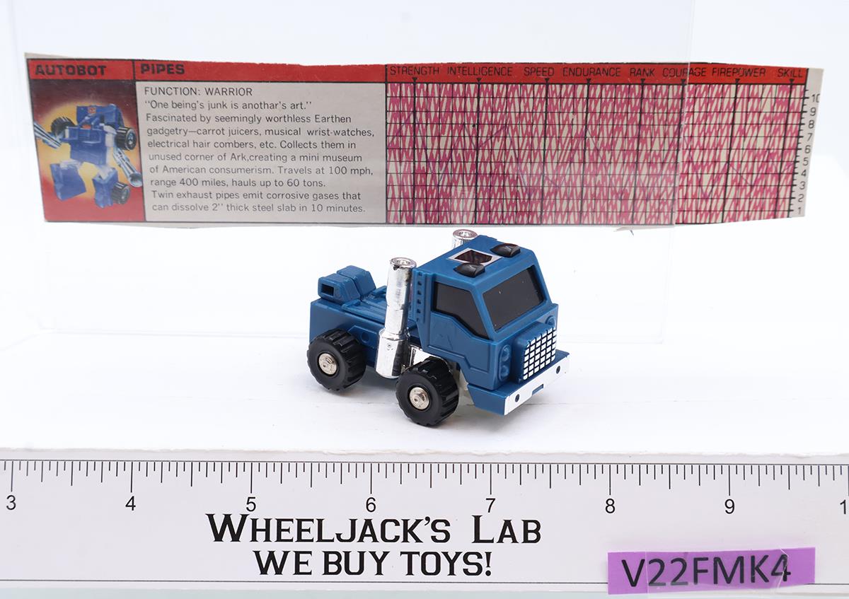 Pipes 100% Complete Mini Vintage 1986 G1 Transformers Hasbro Action Figure