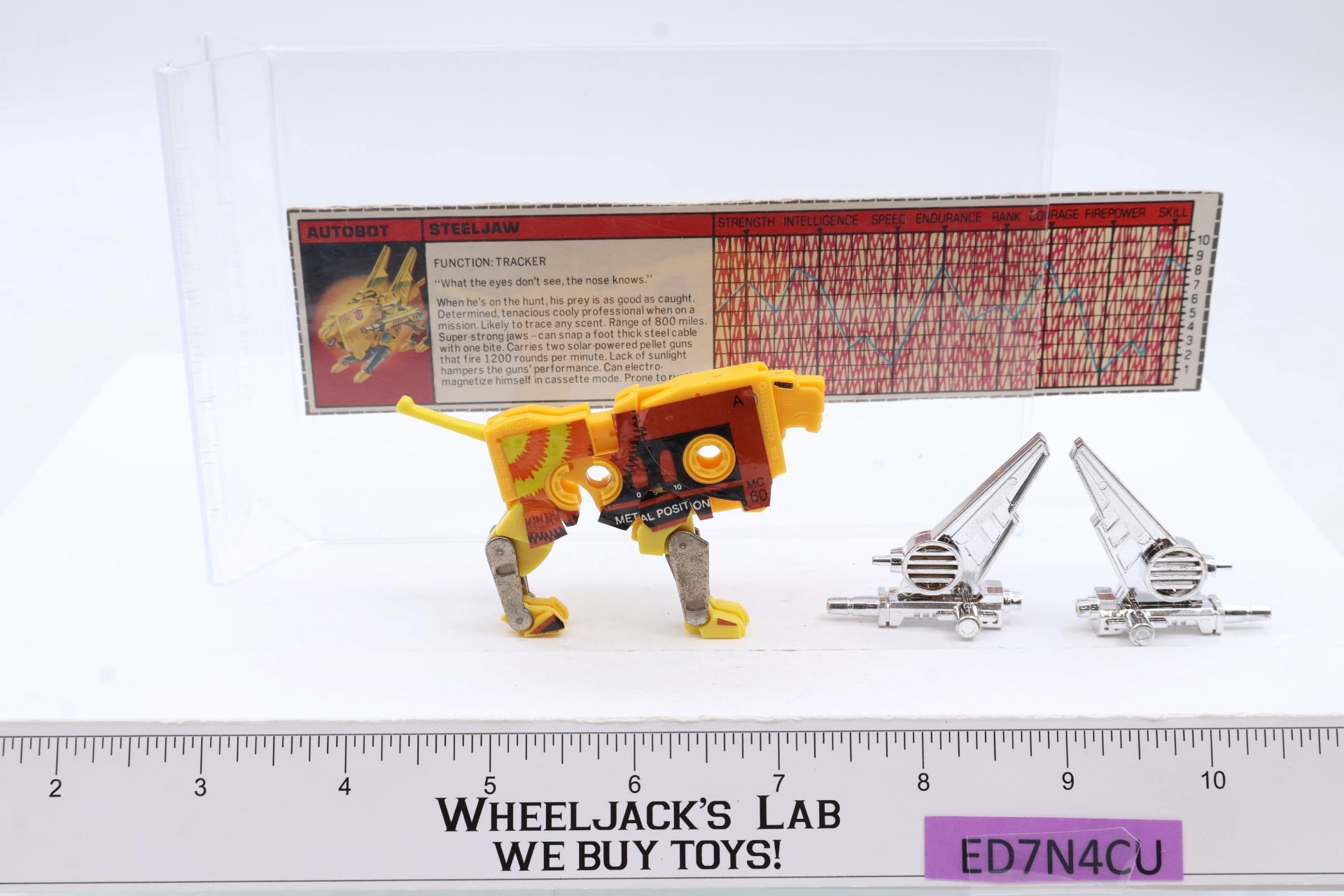 Steeljaw SILVER 100% Complete NEAR MINT 1986 Vintage G1 Transformers Figure