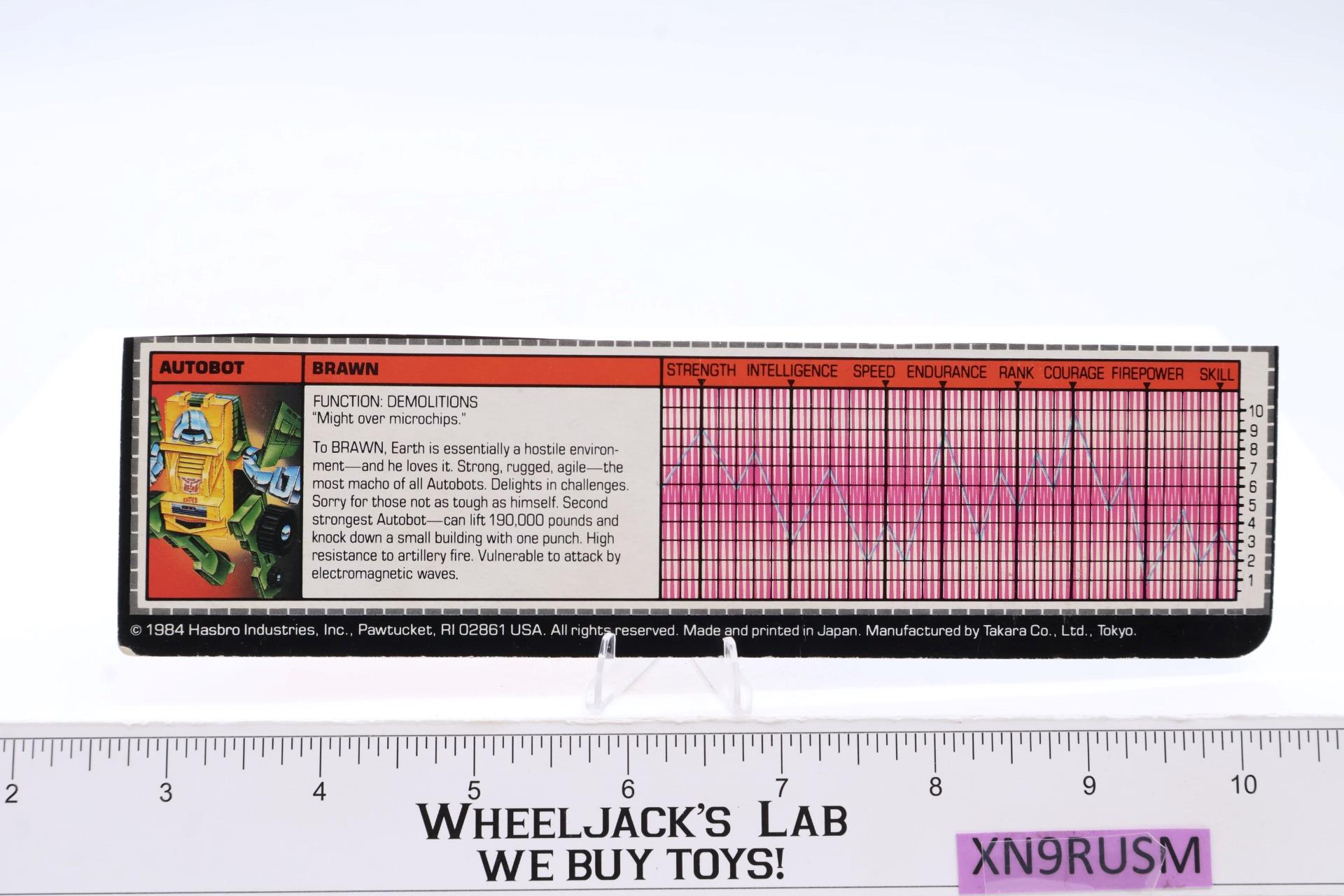 Brawn 100% Complete Vintage 1984 G1 Transformers Hasbro Action Figure