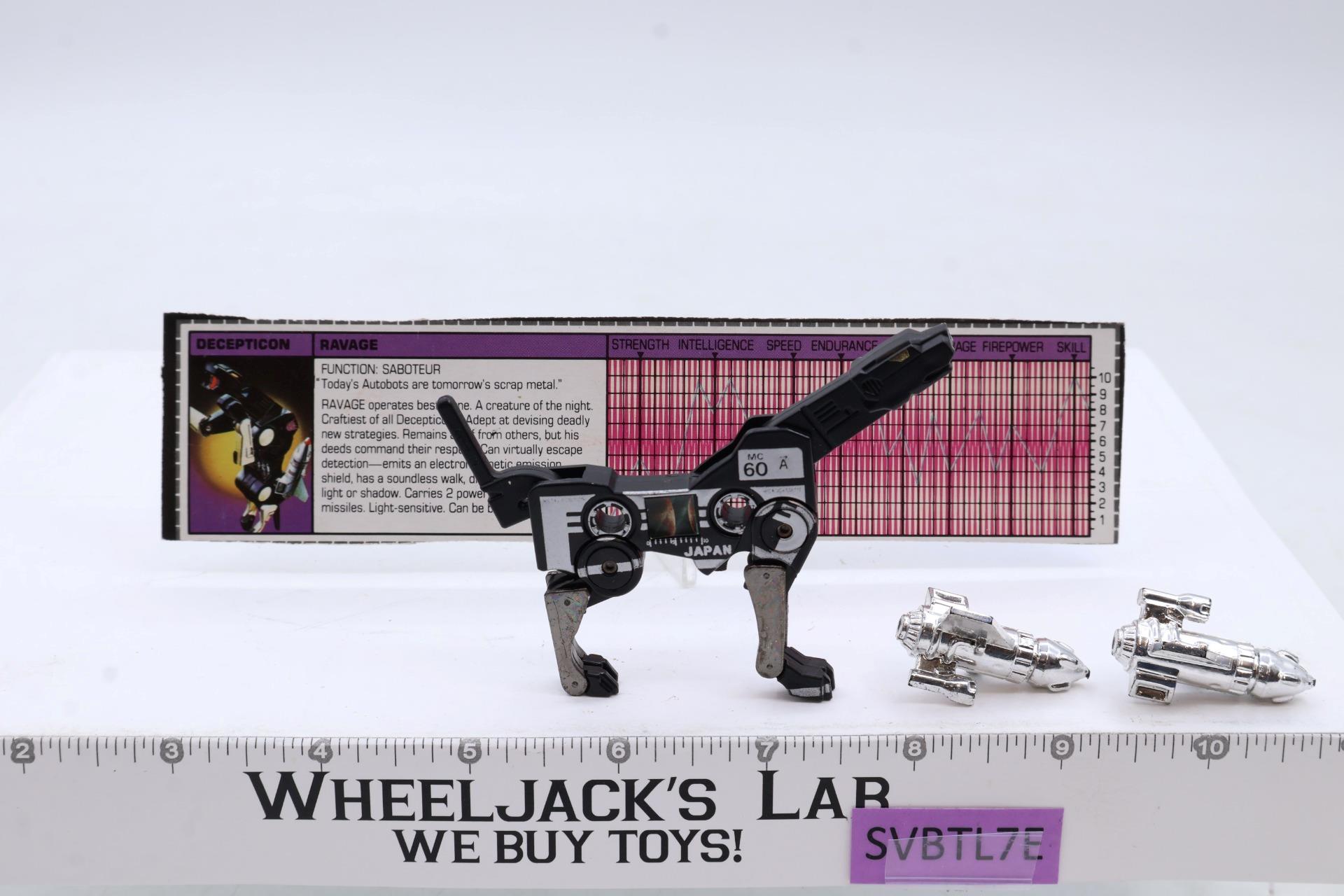 Ravage Cassette 100% Complete Vintage 1984 G1 Transformers Hasbro Action Figure