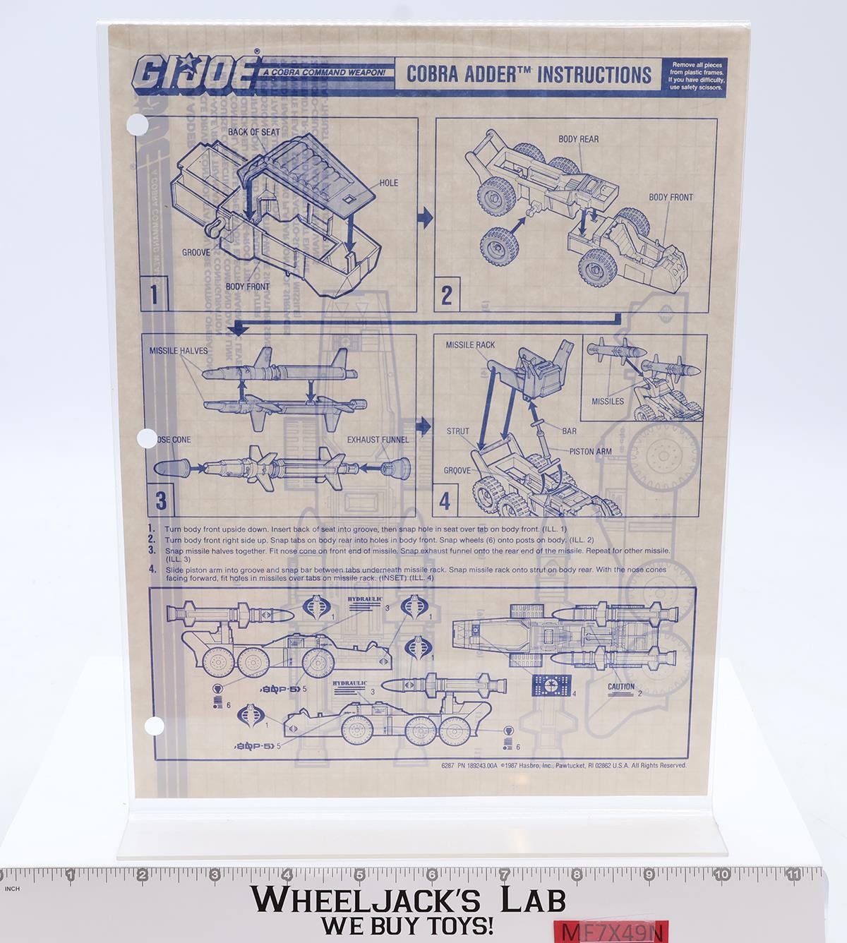 Cobra Adder 100% Complete 1987 GI Joe Hasbro Vintage Action Figure Vehicle