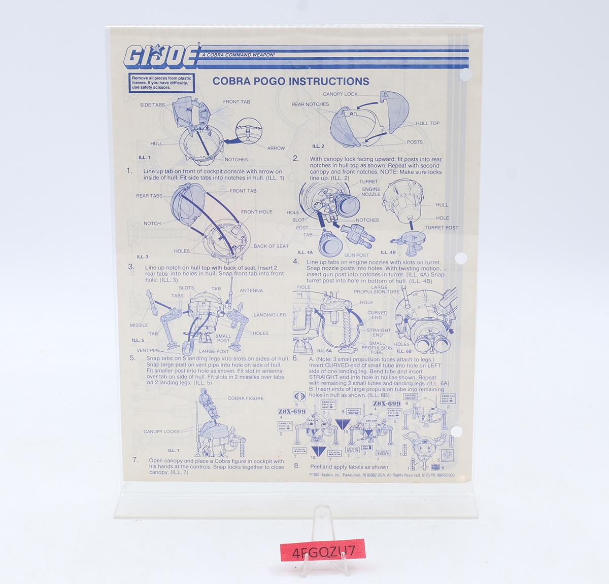 Cobra Pogo Ballistic Pod 100% Complete GI Joe 1987 Hasbro Action Figure Vehicle