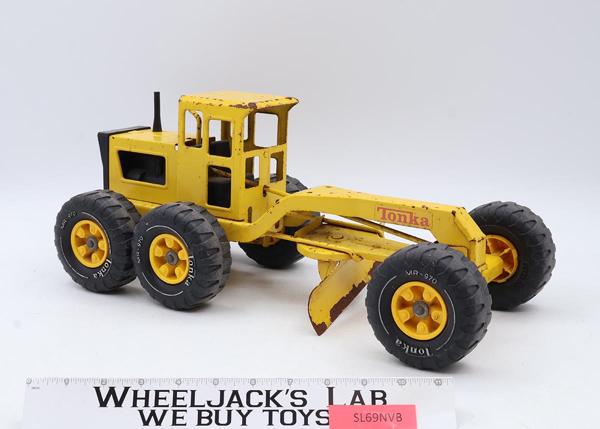 Tonka MR-970 Road Grader #16210 Yellow Pressed Metal Steel 1970s Vintage Vehicle