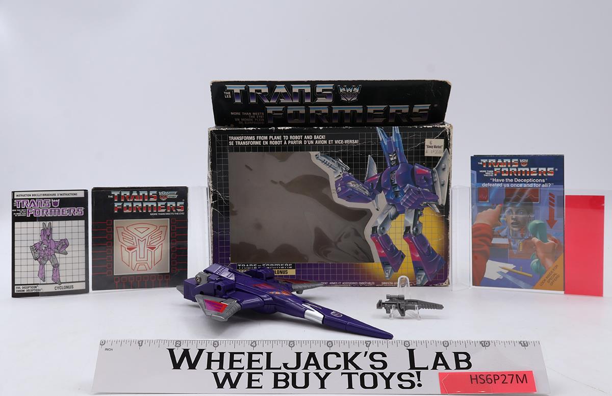 Cyclonus W/BOX 100% Complete 1986 Vintage G1 Transformers Figure PURPLE EARS