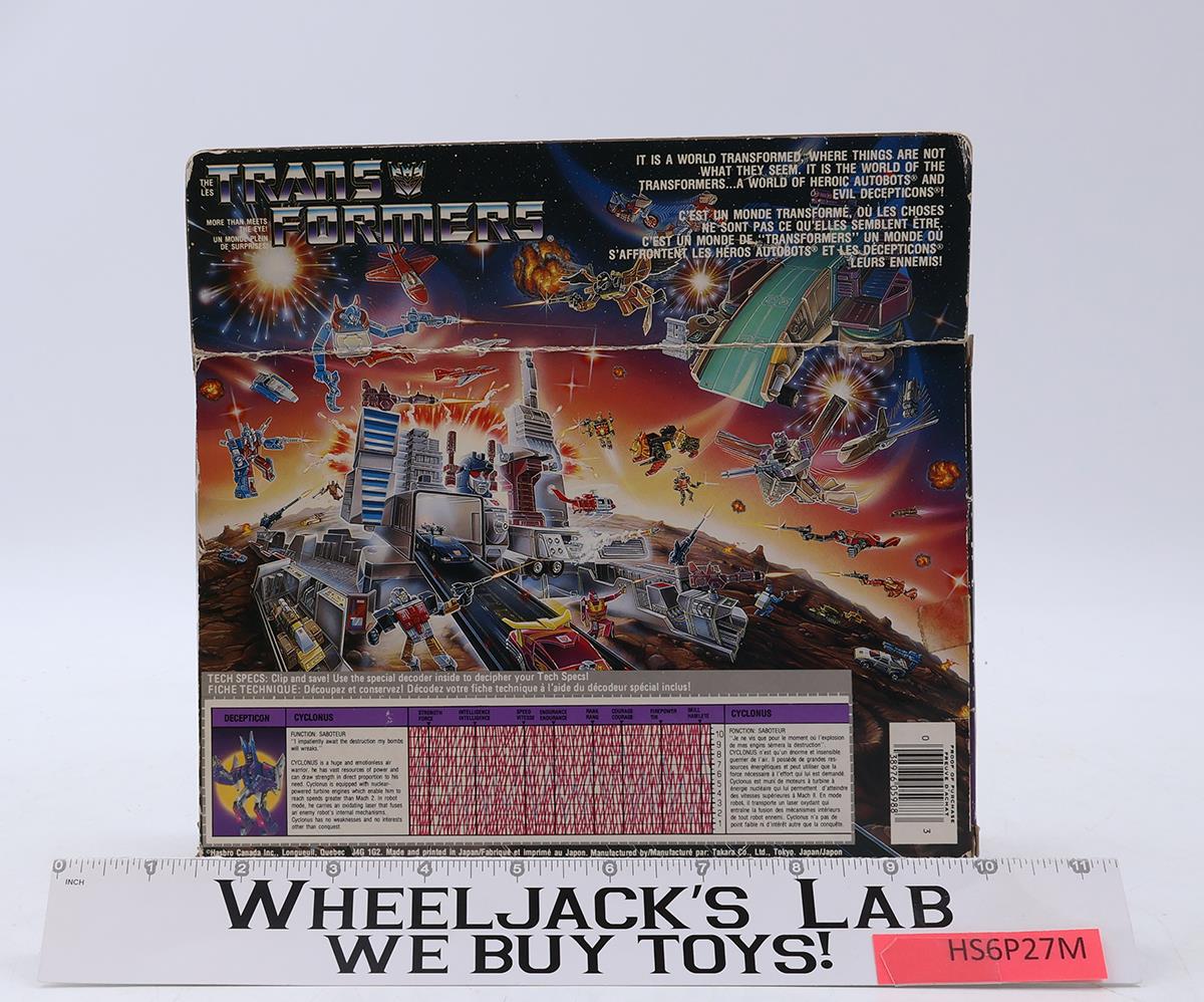 Cyclonus W/BOX 100% Complete 1986 Vintage G1 Transformers Figure PURPLE EARS