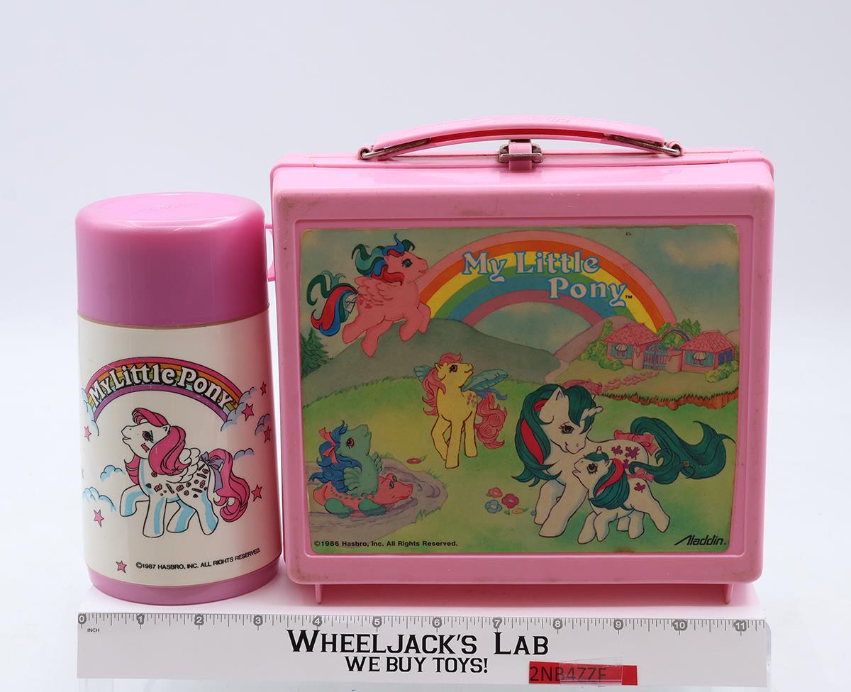 My Little Pony Pink Plastic Lunchbox W/ Thermos Mug 1986 Hasbro Aladdin Vintage