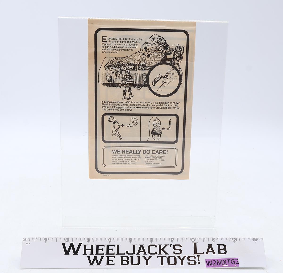 Jabba the Hutt Action Playset 100% Complete W/ Insert Star Wars 1983 Kenner