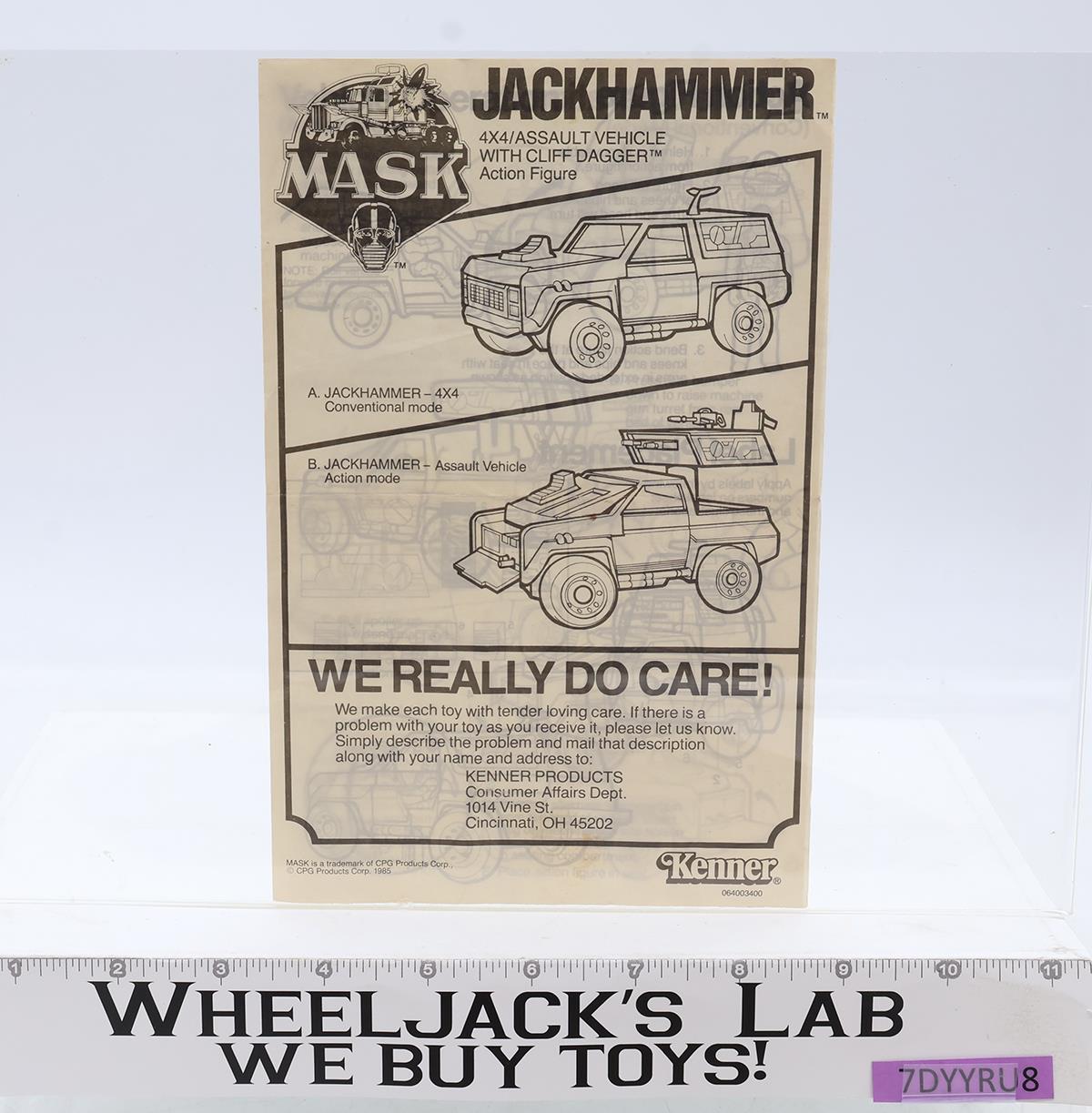 Jackhammer W/ Cliff Dagger & BOX 100% Complete MASK 1985 Kenner Vehicle
