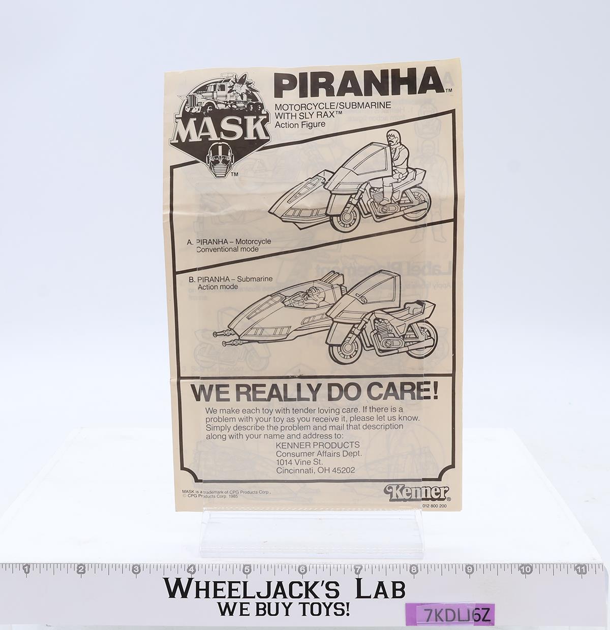 Piranha Sly Rax 100% Complete W/Box M.A.S.K. Kenner 1985 Action Figure