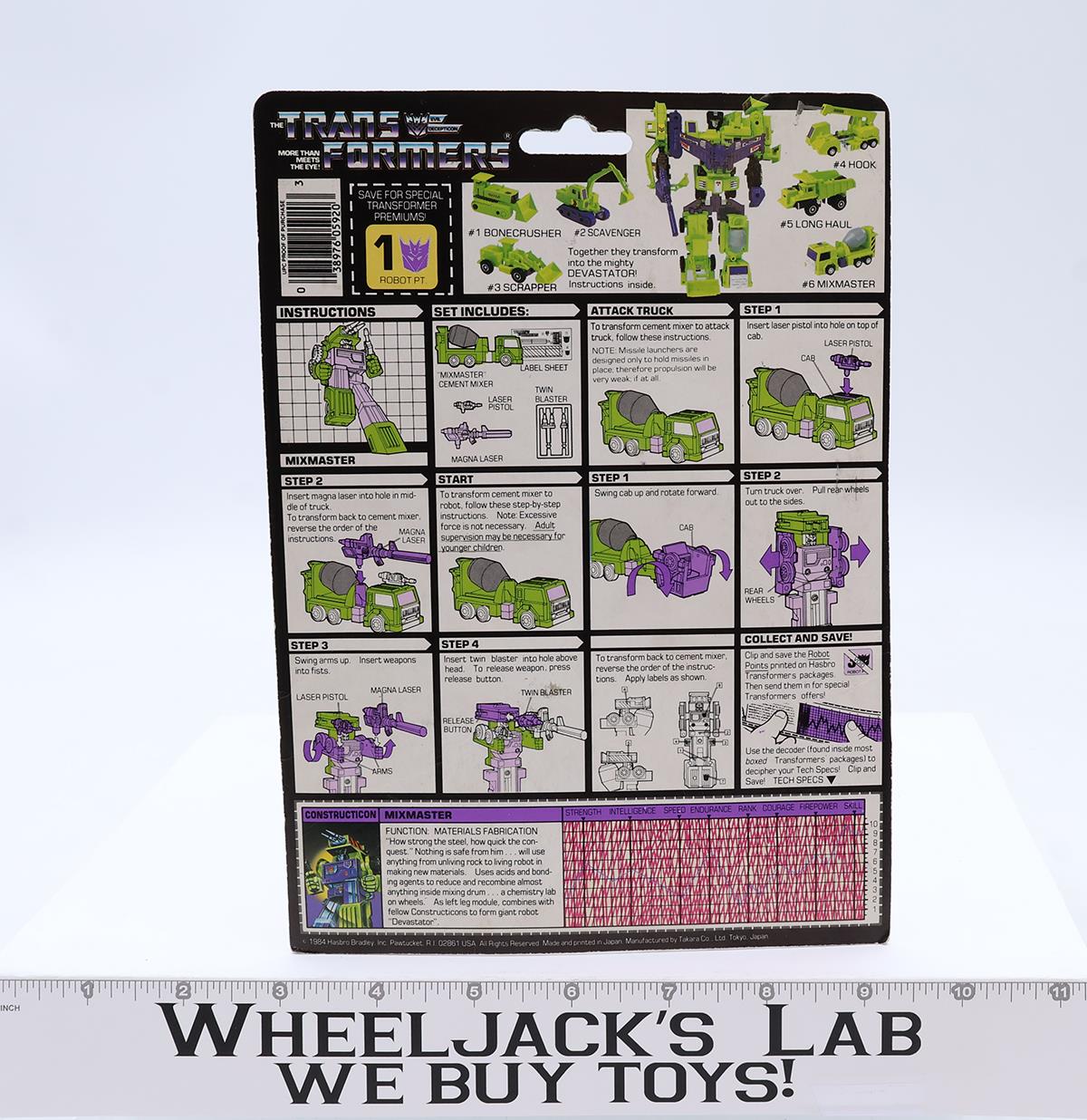 Mixmaster Devastator Cardback Vintage 1985 G1 Transformers Action Figure