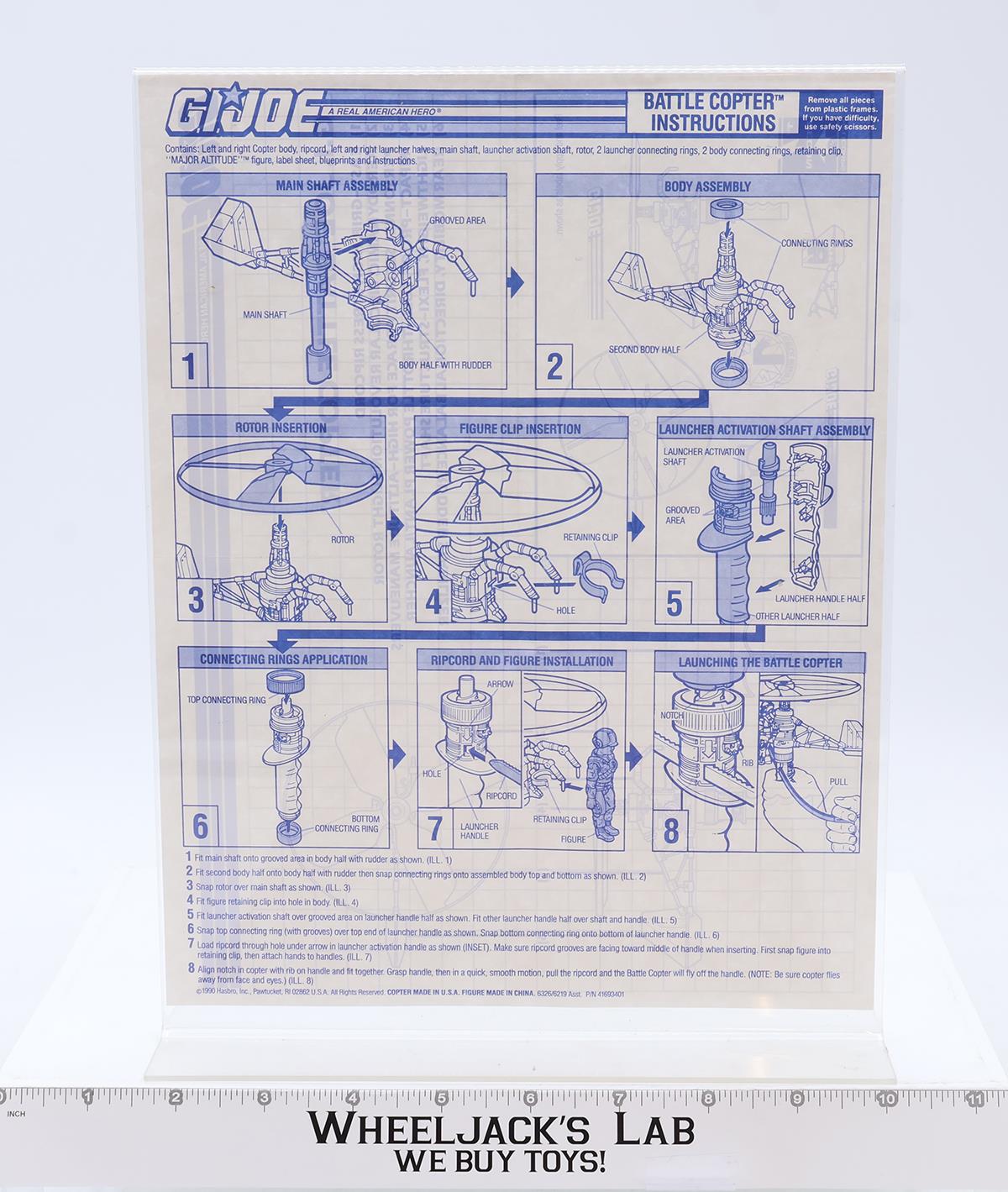Battle Copter 1990 ORIGINAL Instructions Blueprints G.I. Joe Hasbro Figure