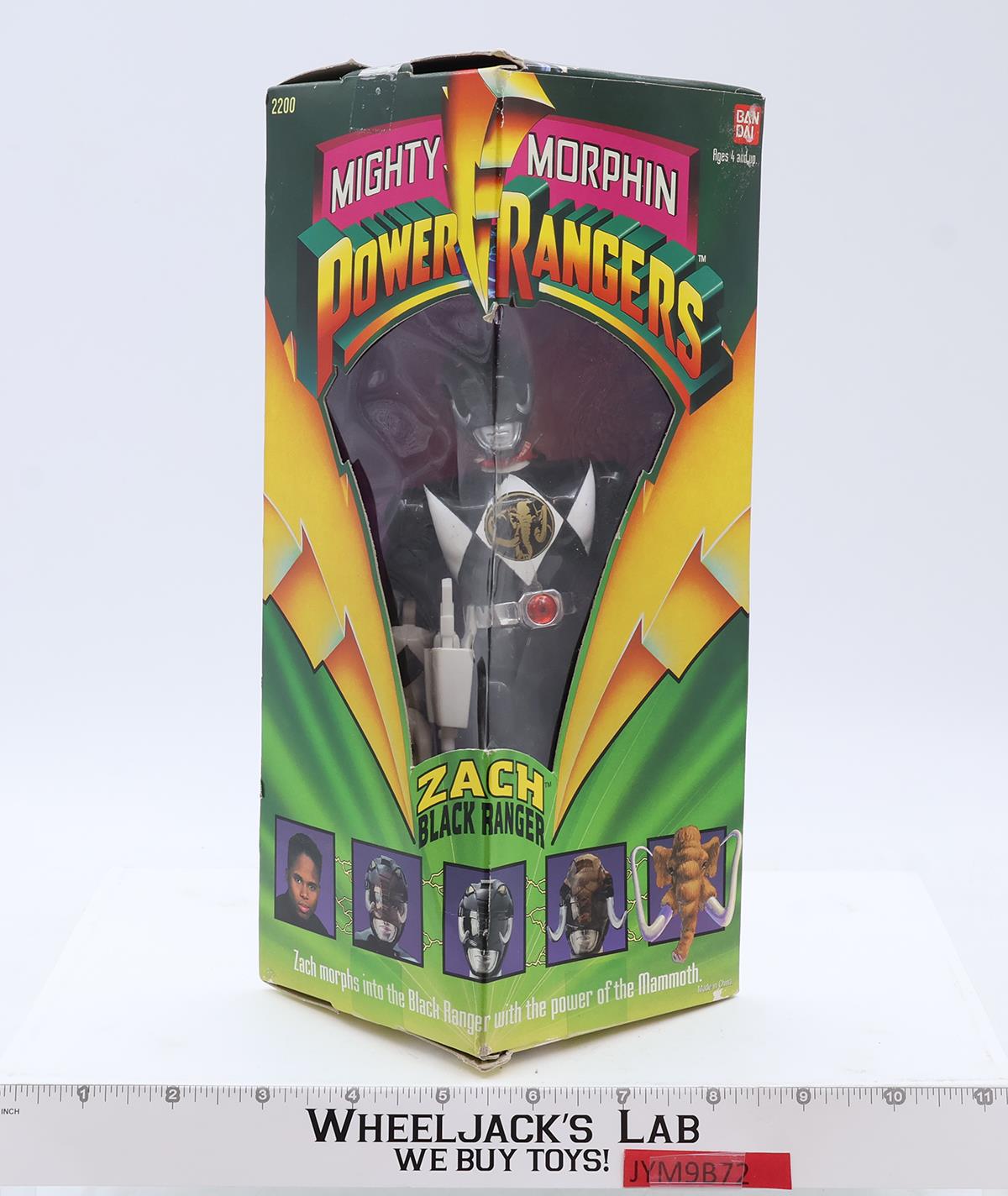 Zach Black Ranger Complete Mighty Morphin Power Rangers 1993 Bandai 8" Figure