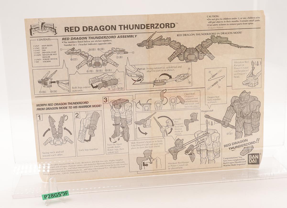 Red Dragon Thunderzord 100% Complete Power Rangers 1994 Bandai Vintage