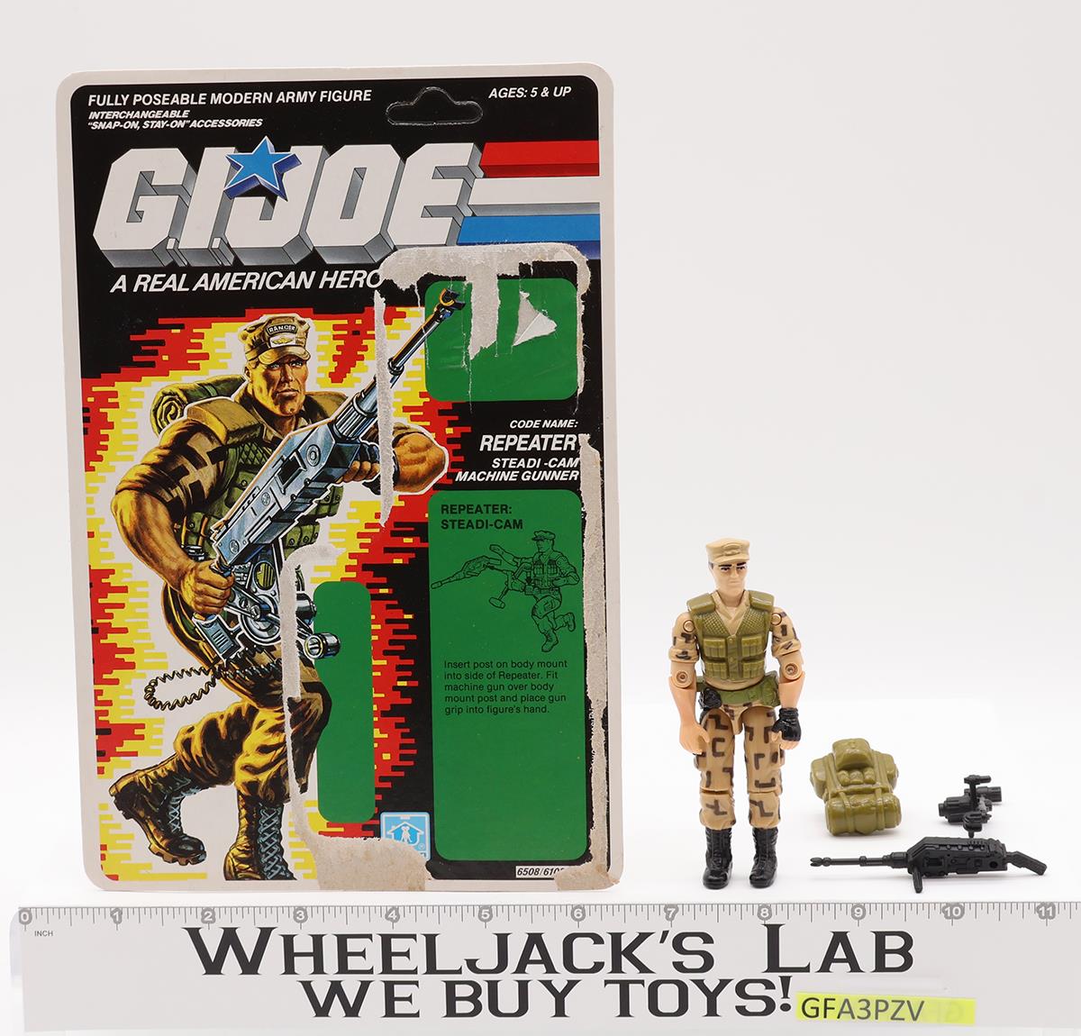 Repeater V1 100% Complete W/CARDBACK G.I. Joe 1988 Hasbro Vintage UNPUNCHED