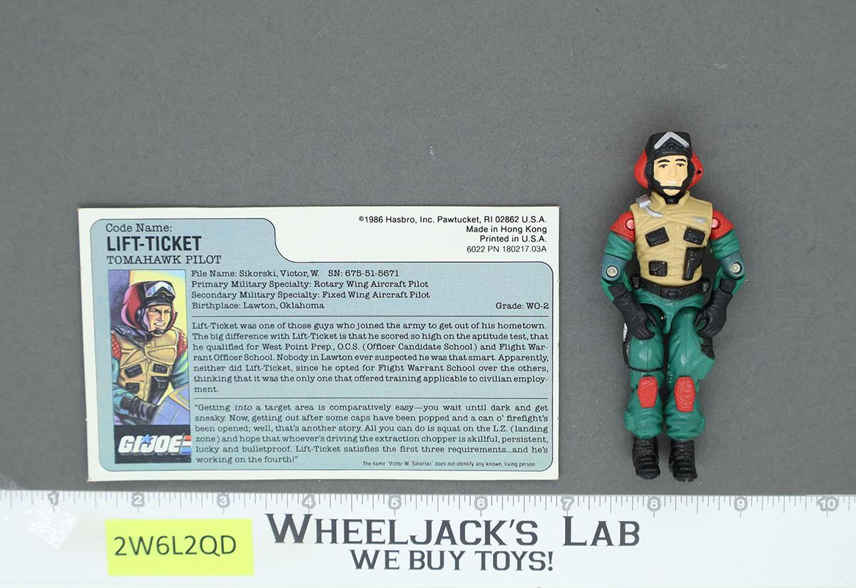 Lift-Ticket V1 G.I. Joe 1986 Hasbro Vintage Action Figure