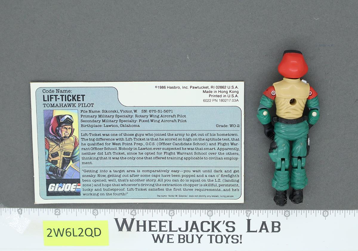 Lift-Ticket V1 G.I. Joe 1986 Hasbro Vintage Action Figure