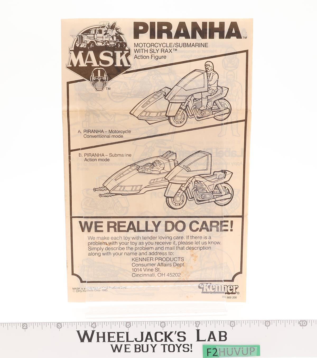 Piranha W/ Sly Rax 100% Complete W/Box M.A.S.K. Kenner 1985 Action Figure